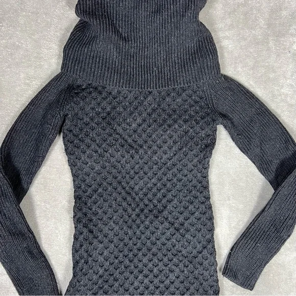 Alice + Olivia Dress Womens XS Honeycomb Cable Knit Wool Cowl Neck Sweater Mini - Picture 5 of 9